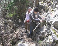 Ursula und Christian am Fürststeig, Flatzer Wand, April 2005